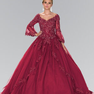 Jeweled A-Line Long Ballgown Dress GSGL2377